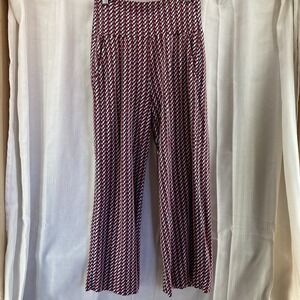 CAbi Womens Pants Red Blue White Pull Geometric On Kelly Wide Leg Crop Stretch S